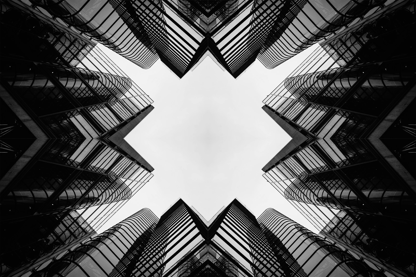 Symmetrical abstract pattern of modern buildings